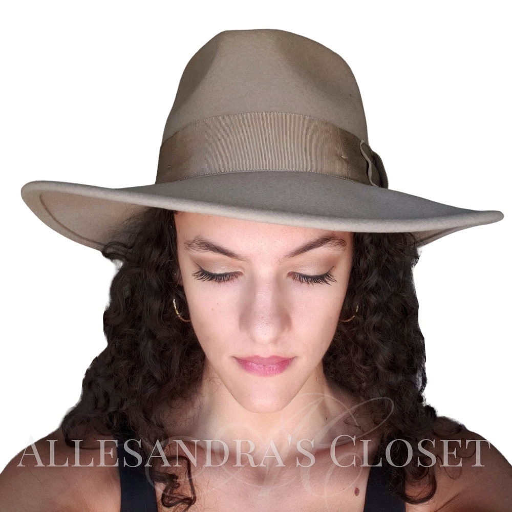 Brixton Hat Joanna Hat Felted 100% Wool Hat Light Tan Medium Outdoor Classic